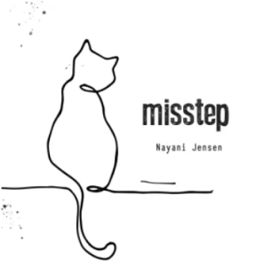 Illustration of cat, with poem title "Misstep"
